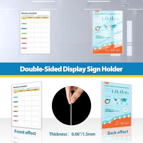 Magnetic Sign Holder Wall Mount 8.5 x 11, Plastic Door Display Frame for Fridge Window, 2Pack