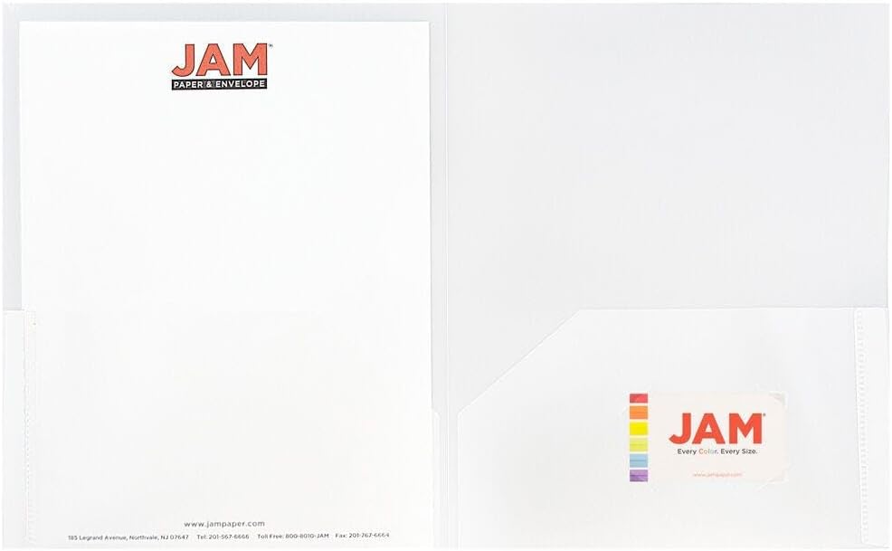JAM PAPER Plastic 2 Pocket POP Folders - Durable School Folders - Clear - Bulk 144/Box