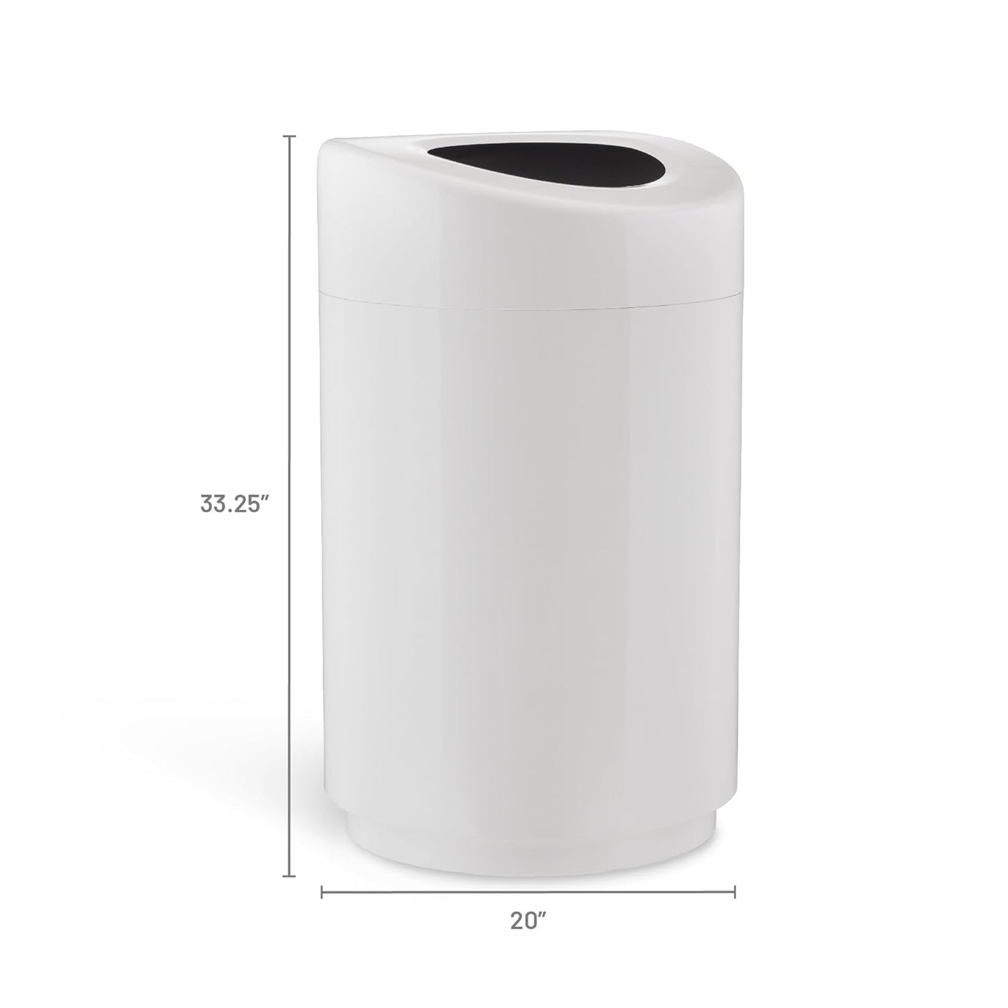 Safco Open Top Trash Can, 30 Gallon Stainless Steel Modern Garbage Can for Indoor Use, White