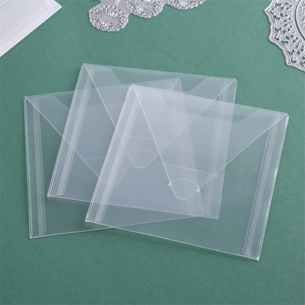 10 Pack Large Stamp & Die Storage Pockets Reusable Clear Plastic Seal Bags Storage Case for Cutting Dies Stencil Album Stamp Crafts Paper Card Craft Stamping Die Cuts Organizer Holder 4.75X4.75inch