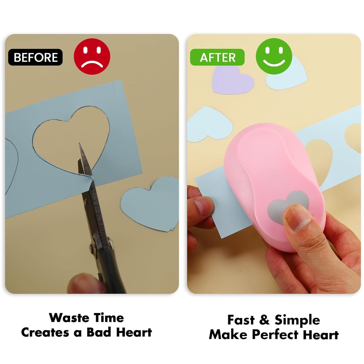 LOONENG 2 Inch Heart Paper Punch - High Precision Design for Romantic Heart Patterns - Ideal for Scrapbooking, Card Making, DIY Photo Albums, Gift Tags, Homemade Confetti