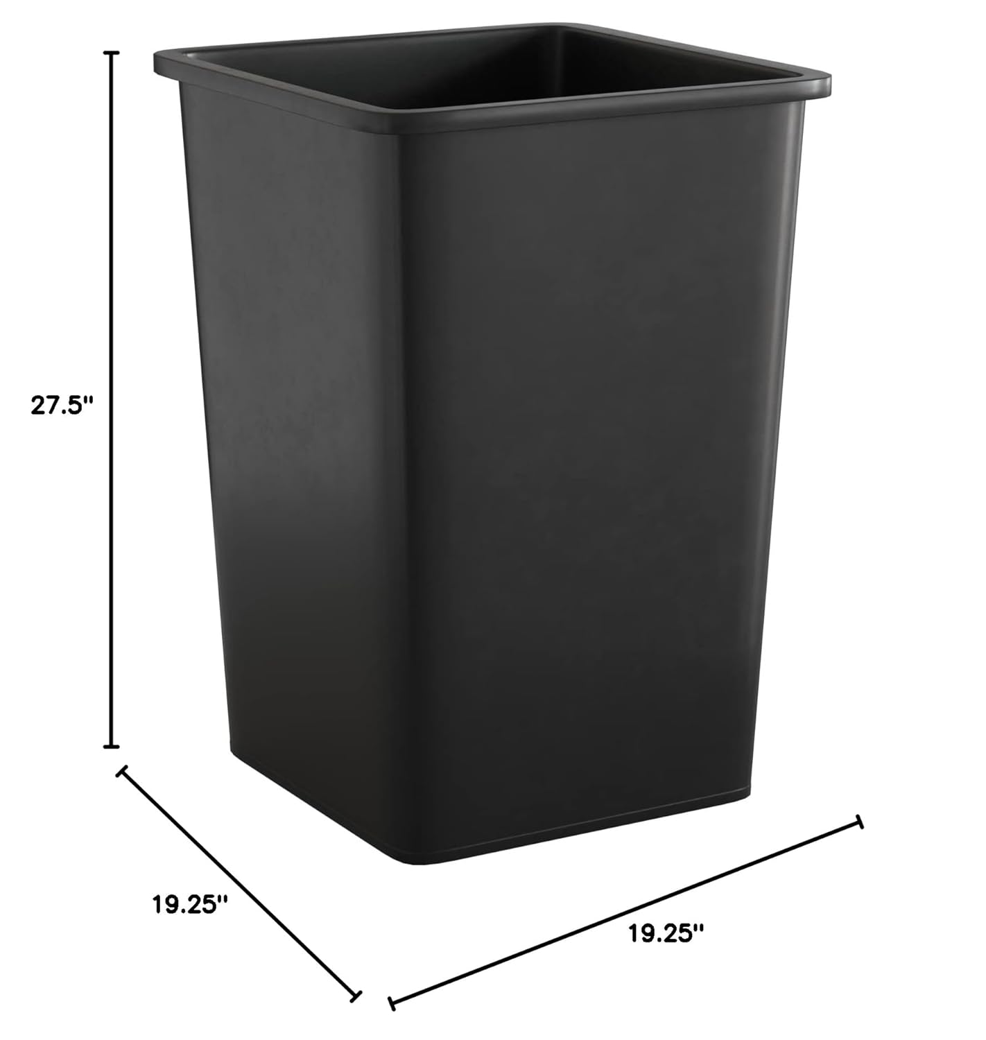 35 Gallon Black Square Commercial Trash Can
