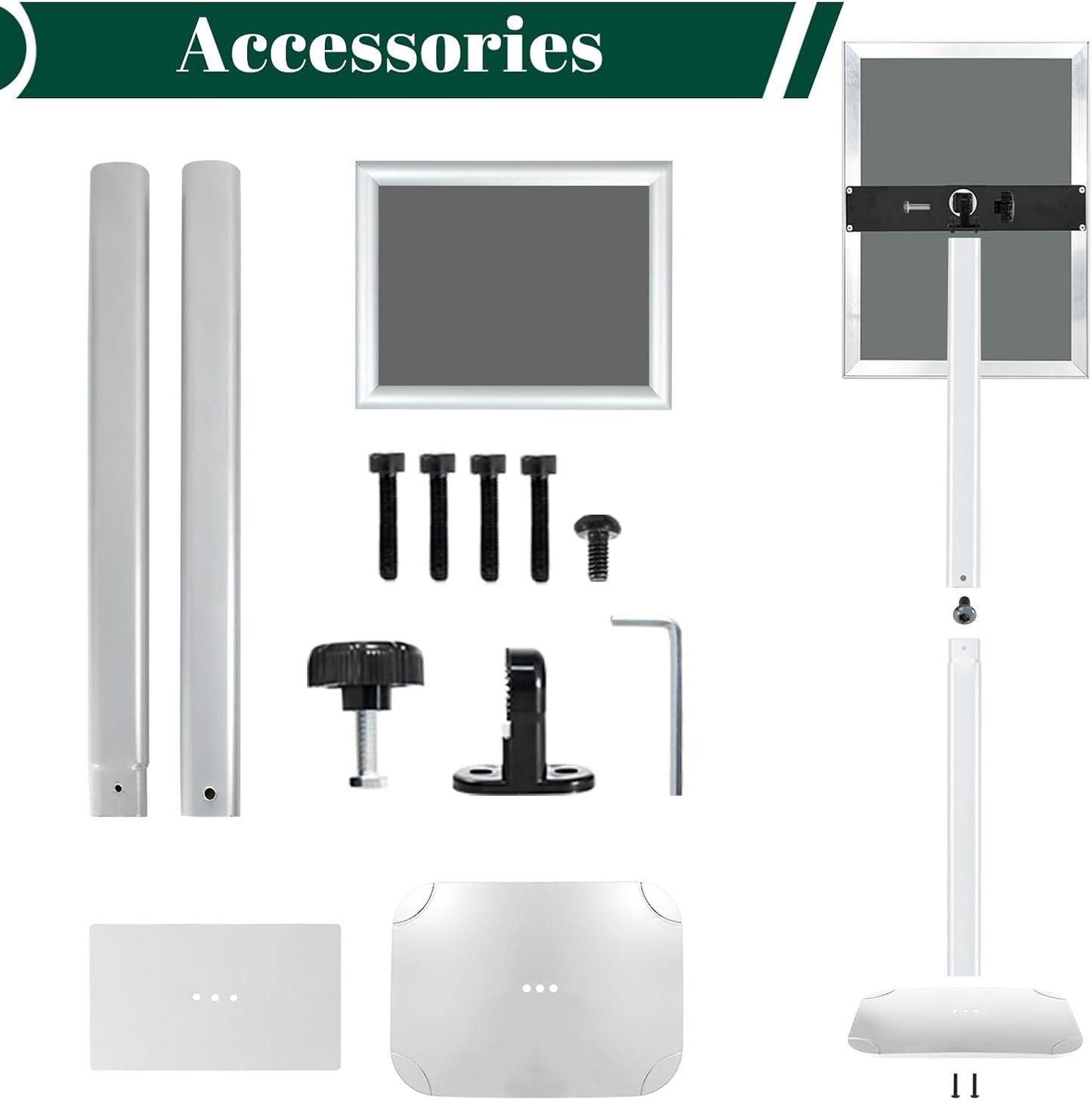 3Pcs Heavy Duty Pedestal Sign Holder for Display, 8.5 x 11 inches Adjustable Floor Standing Sign Holder with Weighted Base ,Sign Stand for Indoor/Outdoor Advertising,Silver