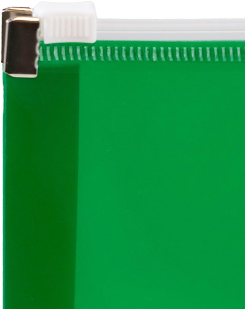 JAM PAPER Plastic Envelopes with Zip Closure - Letter Booklet - 9 3/4 x 13 - Green - 12/Pack