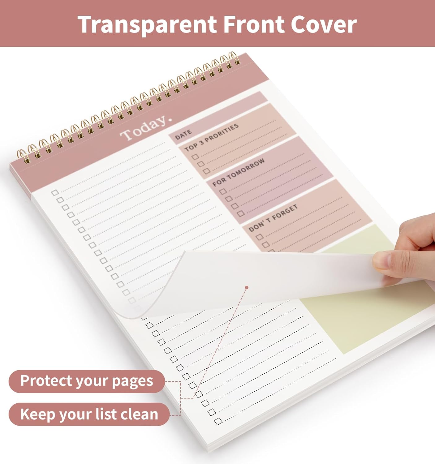 To Do List Notepad, 52 Undated Sheets (8.5"×11")Duplex-printed Daily Planner For Work Home School Office Desk Accessories Supplies & Goal Setting Tasks-RED