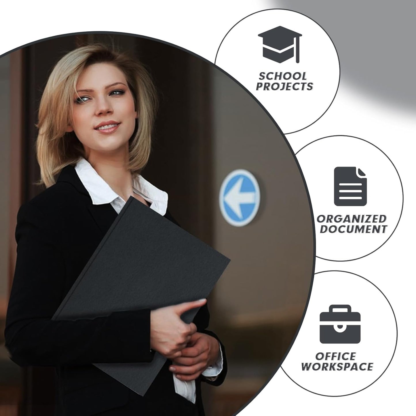 Two Pocket Folders, PANDRI 30 Pack Two Pocket Folders with Prongs, 3 Prong Folders Designed for Office and Classroom, Letter Size Black