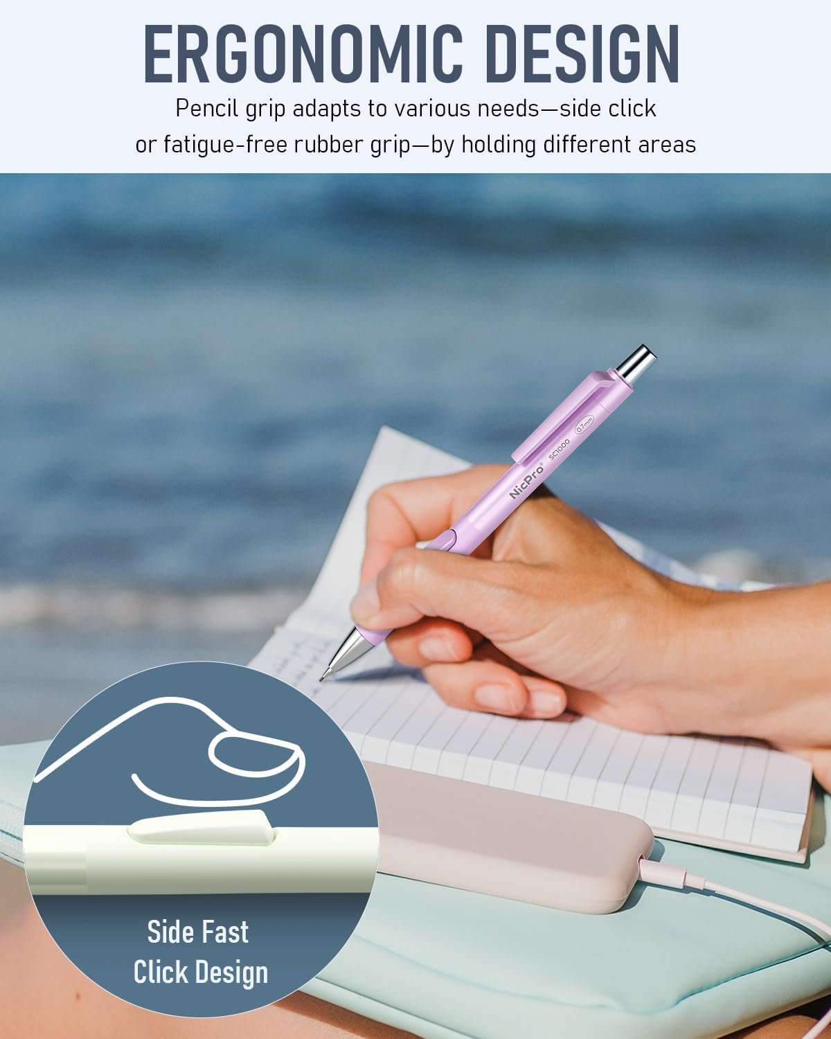 Nicpro 8 Pack Pastel Mechanical Pencil 0.7mm, Cute Fast Click Mechanical Pencils Set with 480PCS HB Lead Refills, 3 Erasers with Case, Aesthetic School Supplies for Writing Drawing Sketching