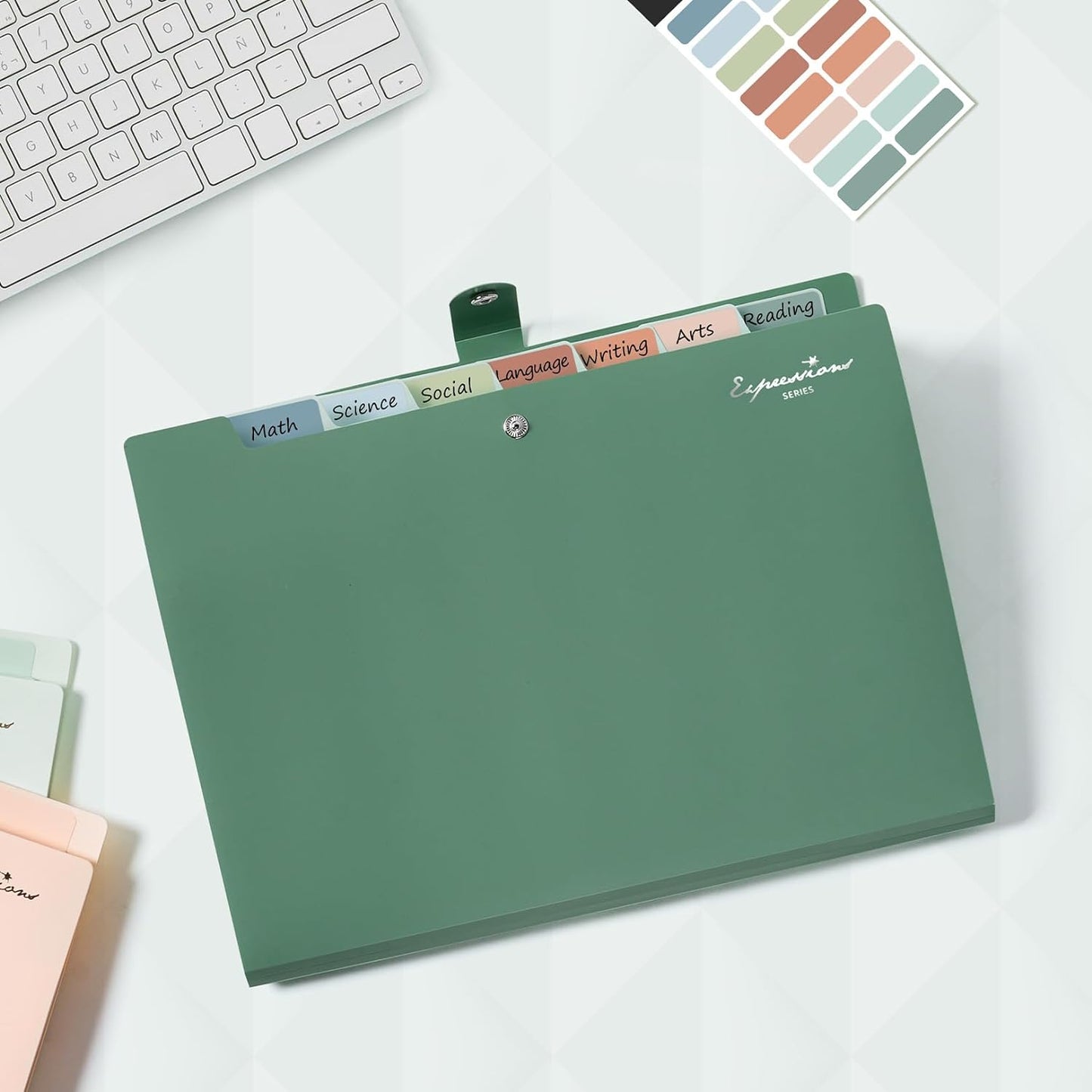 Sooez Elegant Accordion File Organizer with Labels, 8 Pocket Expanding File Folder, Portable Folders for Documents, Cute Paper Organizer for School Office Supplies, Letter Size, Burgundy