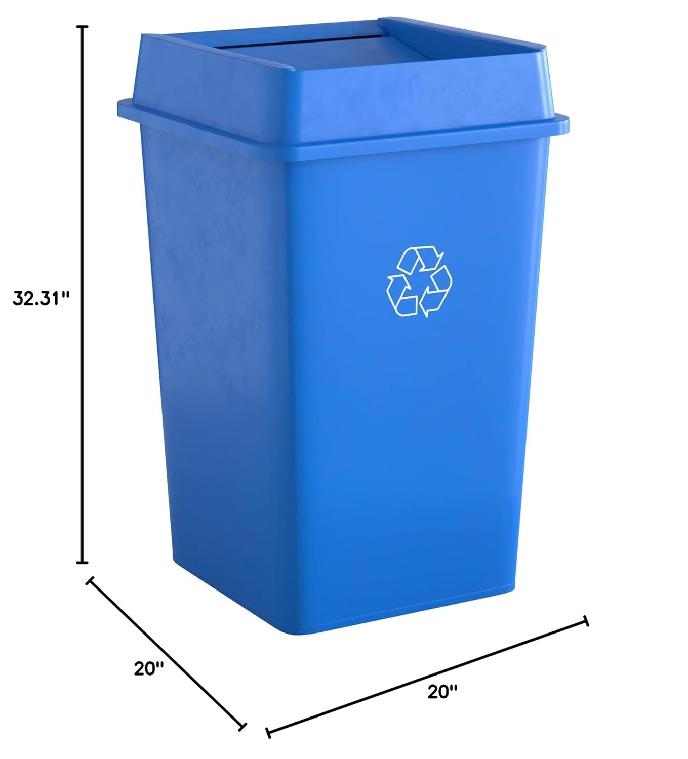 35 Gallon Blue Square Commercial Trash Can with Lid
