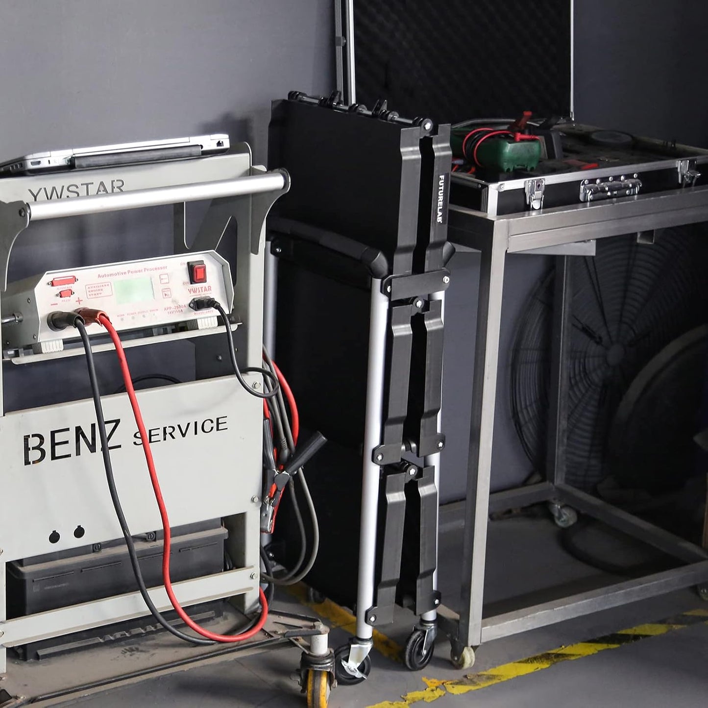 FUTURELAB Portable Folding Service Cart - 3 Tier 330LBS Capacity - Rolling Utility Foldable Cart with Wheels for Warehouse Home Workshops Garages Restaurants Offices