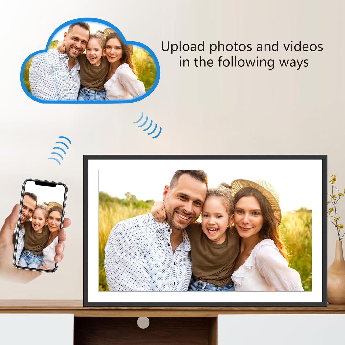 SSAWIFIFRAME Digital Picture Frame,32GB FHD IPS Touch Screen,Large 15.6 inch WiFi Smart Photo Frame,Share Photos/Videos Instantly via Free APP,Suitable for Birthdays and Christmas