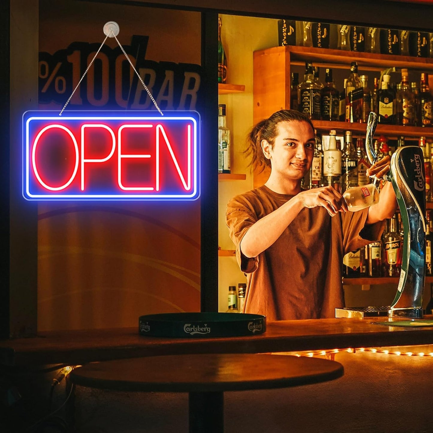 22" X 11" Led Neon Open Signs for Business, Large Open Signs, Plug In Electric Light Up with ON/OFF Switch, Ultra Bright Open Sign for Bar Salon Coffee Stores Club Hotel