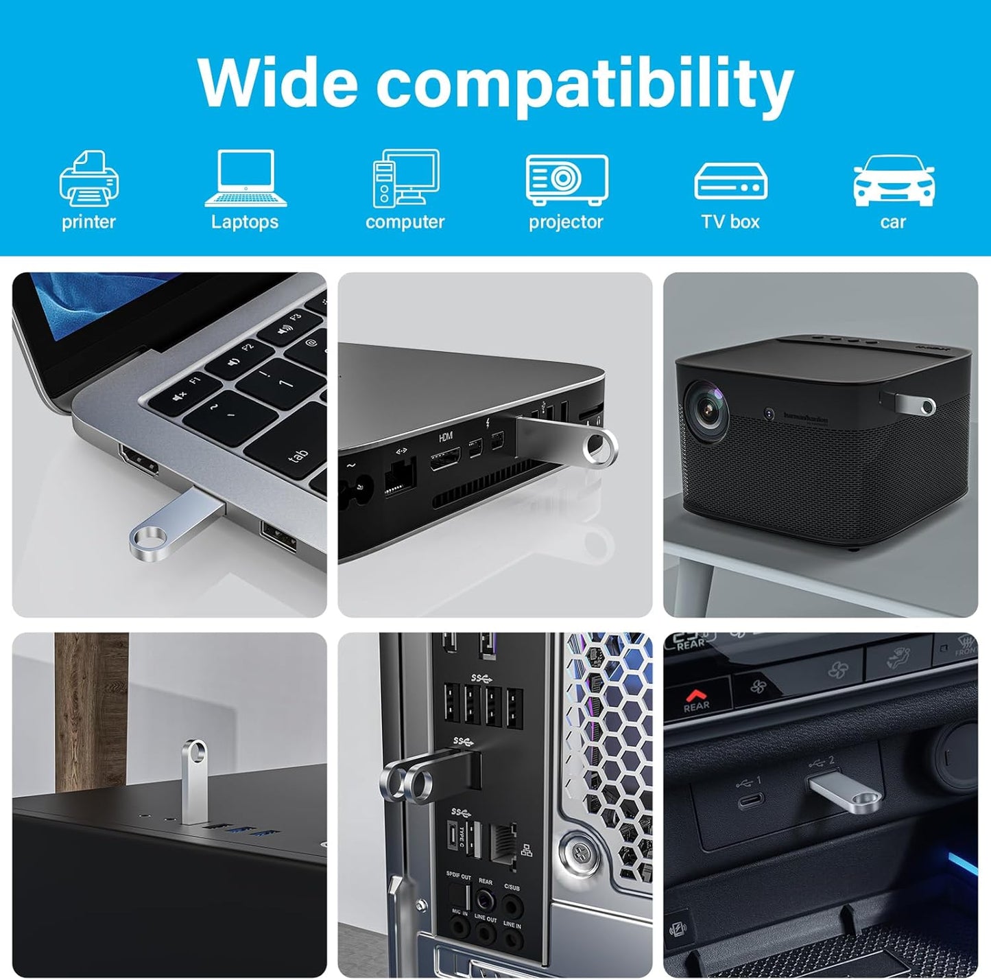 ABLAZE 1GB Flash Drive 20 Pack, Metal USB 2.0 Thumb Drives with Keychains USB Sticks Pendrives (Sliver)