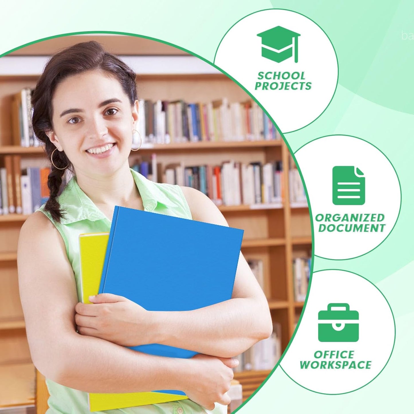 Two Pocket Folders, PANDRI 30 Pack Two Pocket Folders with Prongs, Designed for Office and Classroom, Assorted 5 Colors 2 Pocket 3 Prong Folders