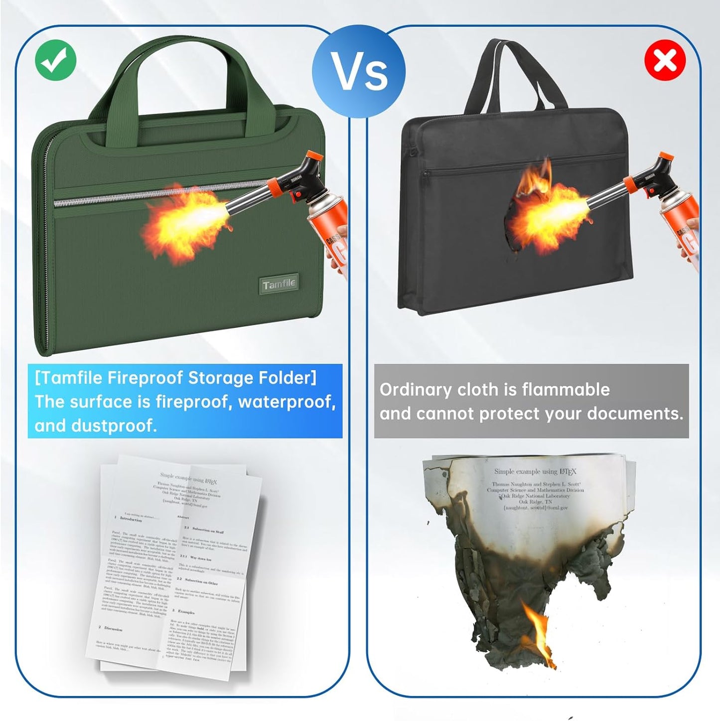 Fireproof Accordion File Organizer with Handle, 13 Pocket Expanding File Folder with Zipper & Labels, File Folder with 3 Ring Binder, Multi Pockets Paper Organizer Folder for Letter A4 Files (Green)