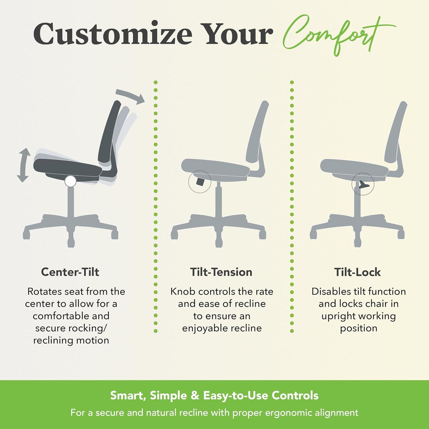 HON Torch Ergonomic Mid-Back Office Chair, Comfortable Fabric Seat Home Office Task Chair, Tilt-Tension Recline Control, 360 Rolling Swivel, Sculpted Fixed Arms