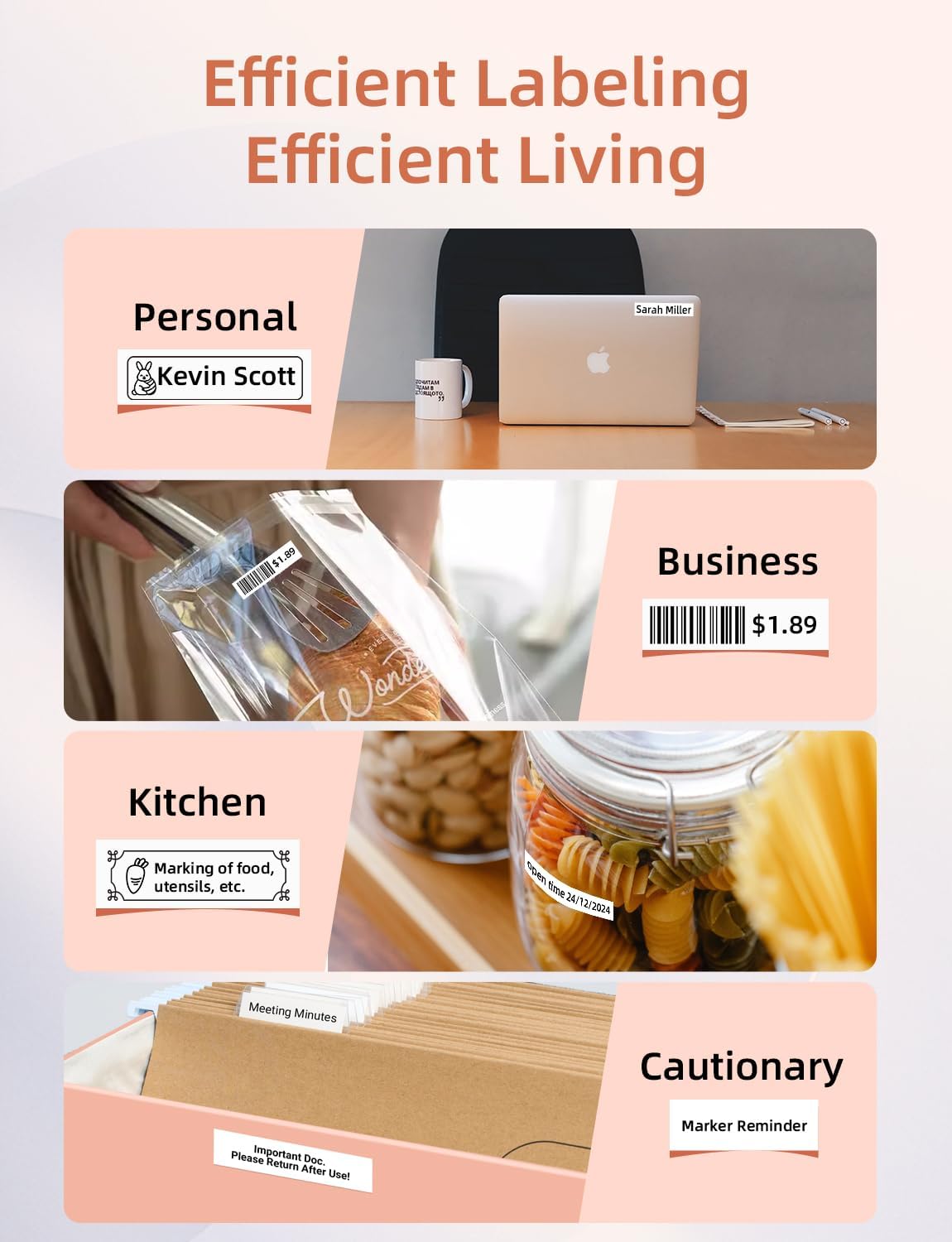 Makeid L1 Label Maker Machine with Tape - Portable & Rechargeable Label Makers Compatible with 9 12 16mm Waterproof Tape - Mini Bluetooth Labeler for Organizing Office Home School