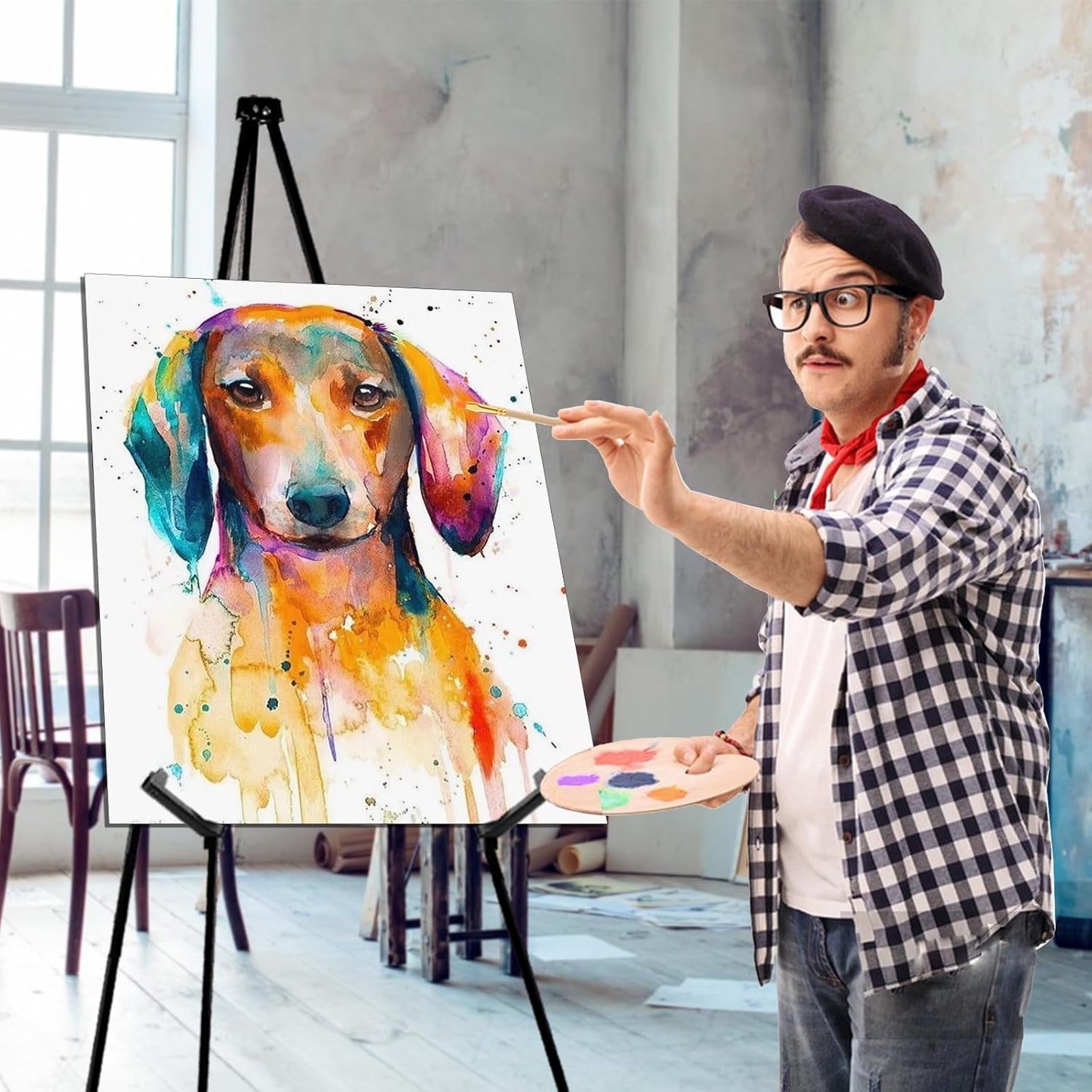 AROIC 63 "Easel Stand for Display, 10 Pack Portable Foldable Metal Easel, Easels for Signs Wedding Logos,Arts, Painting,Adjustable Floor Easels with 10 Storage Bag