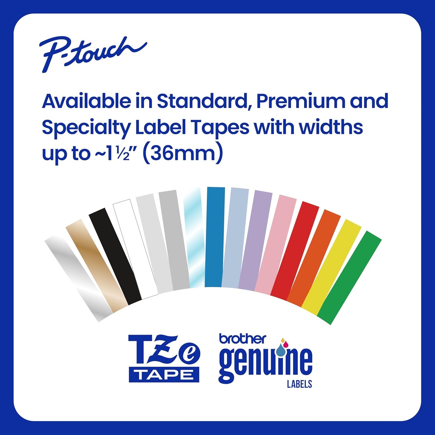 Brother Genuine P-Touch TZe, Navy Blue Print on White Fabric Label Tape (TZeFA3),1/2in x 9.8ft (12mm x 3m), for Select P-Touch Label Makers, Can be Ironed onto Virtually Any Cotton Item, Washable