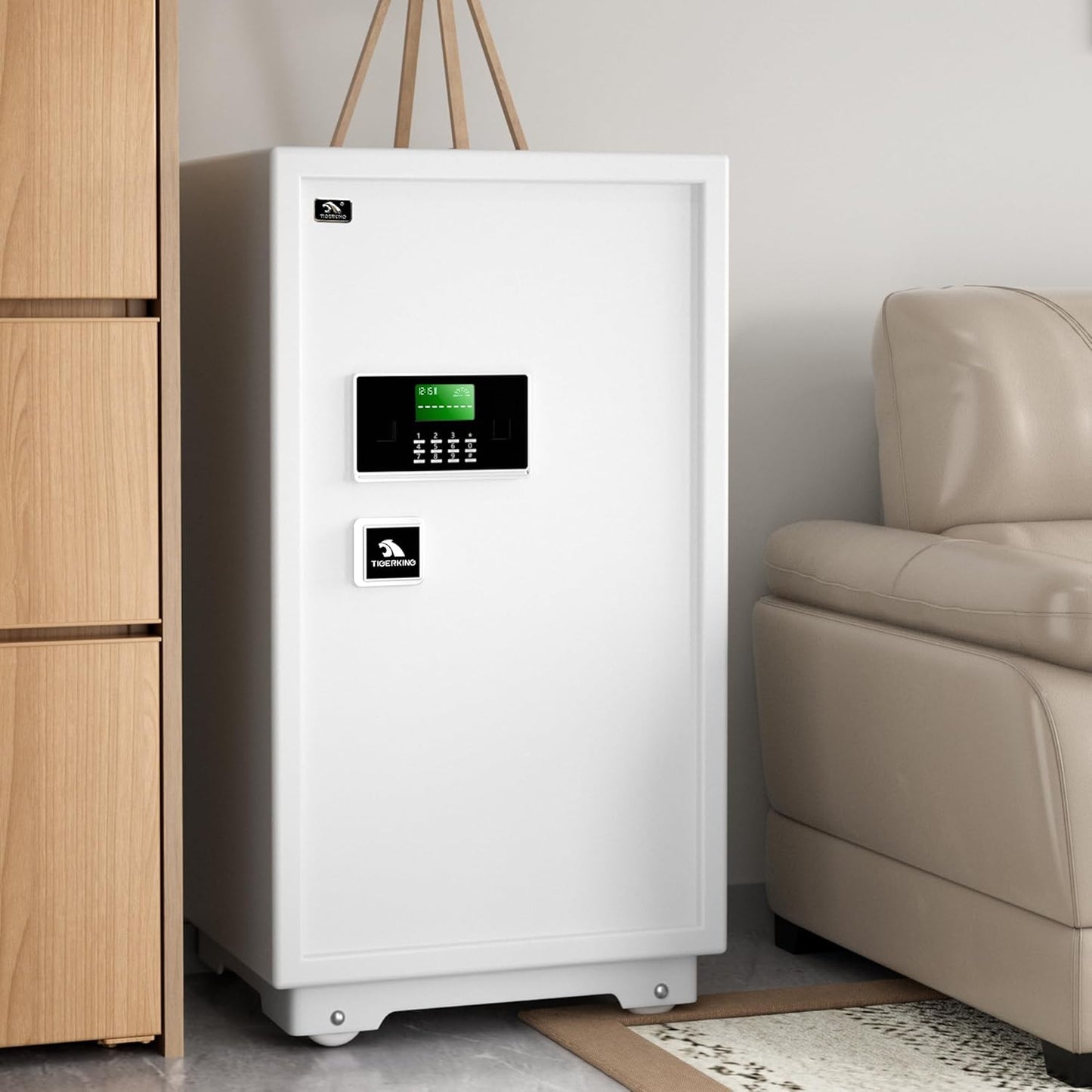 【US STOCK】TIGERKING 7.2 Cubic Feet Extra Large Heavy Duty Safe Box, Home Safe with Double Safety Key Lock and Separate Lock Box, Digital safe with 2 Removable Shelf for Home Hotel Office,132lbs