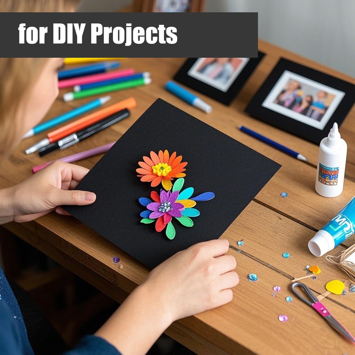 50 Pack A3 Black Poster Board, 300 GSM, 16.5 x 11.7 Inches, DIY projects, presentations, school projects, event decorations, Not for Printer (50)