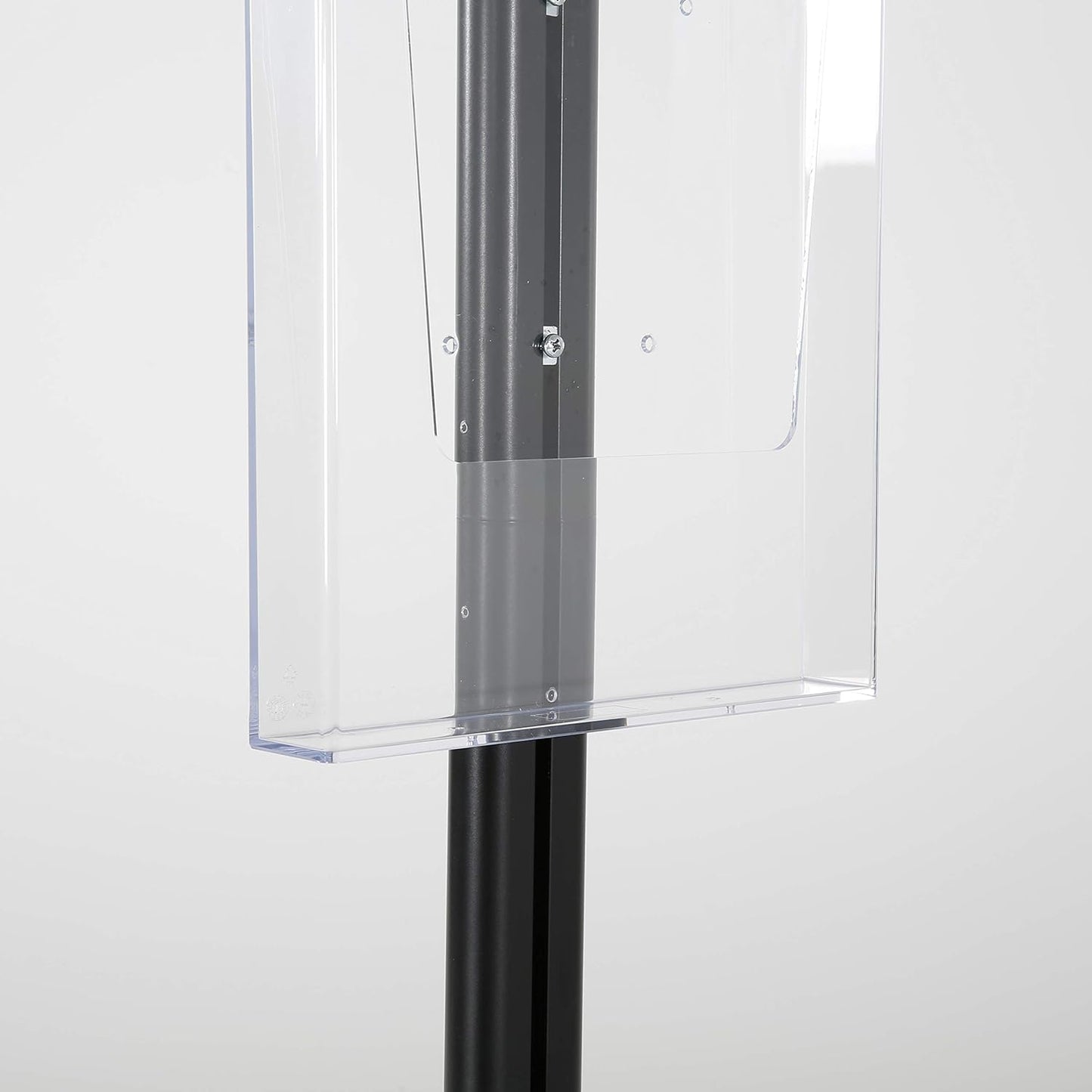 M&T Displays Free Standing Aluminum Display Stand Double Sided Document Brochure Sign Holder Front Loading Portrait Landscape Black Snap Frame 1x(8.5x11) and Clear Acrylic Pocket 1x(8.5x11) Inch