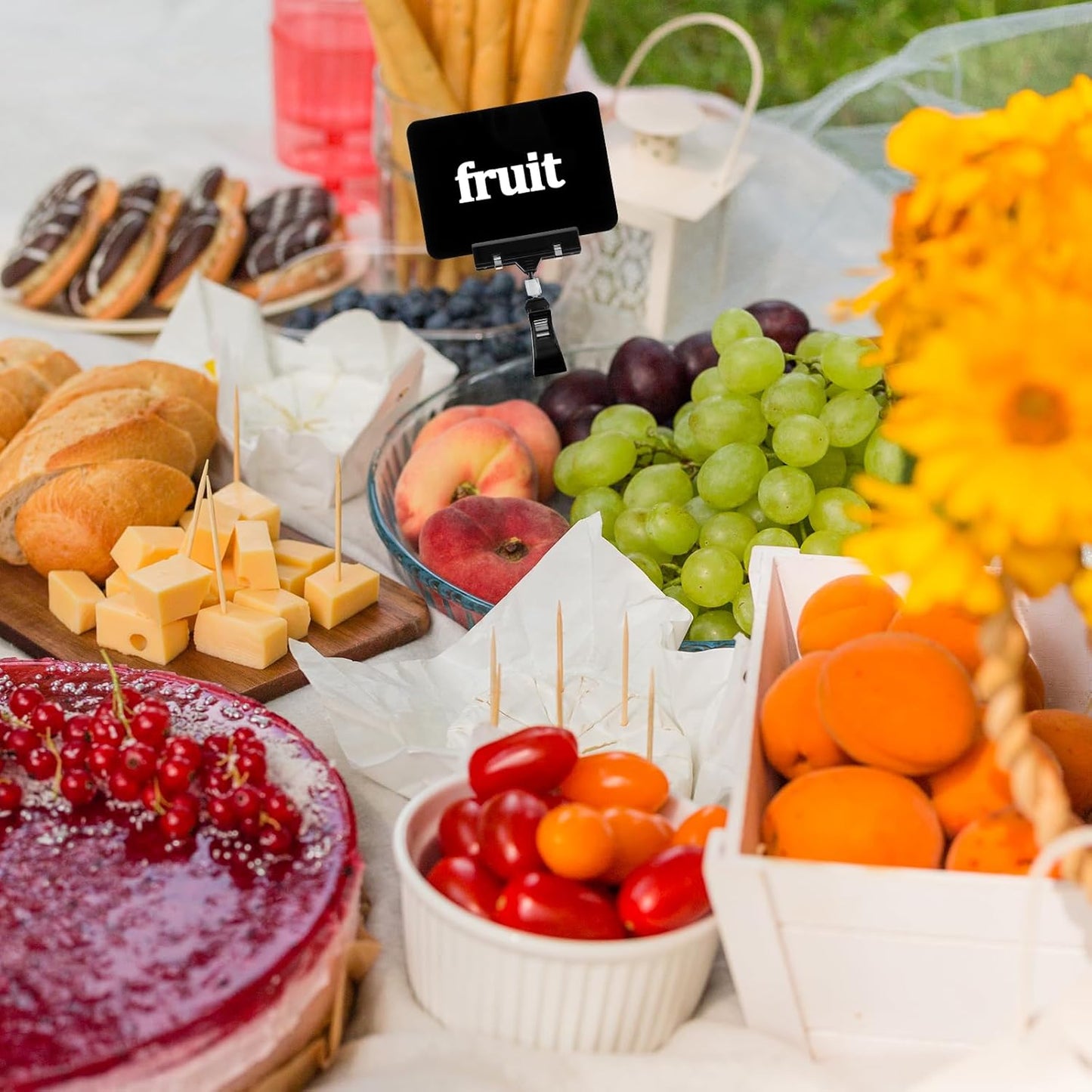 20Pack Mini Chalkboard Signs with Rotatable Clip, Erasable Double Sided Blackboard Clips Plastic Merchandise Sign Display Clip Holder for Food, Store Signs Displays (Black)