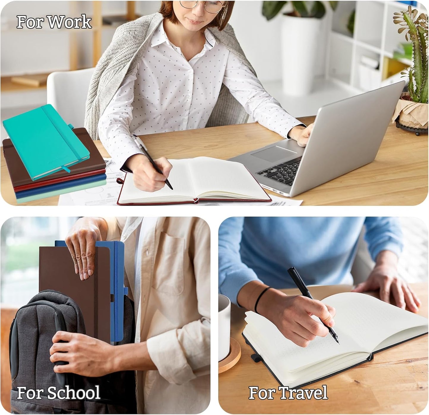 Bullet Dotted Hardcover Journal Notebook, A5 140 Pages 120Gsm Thick Paper for School,Note Taking,Work,Diary,5.7''*8.3'',Light Green