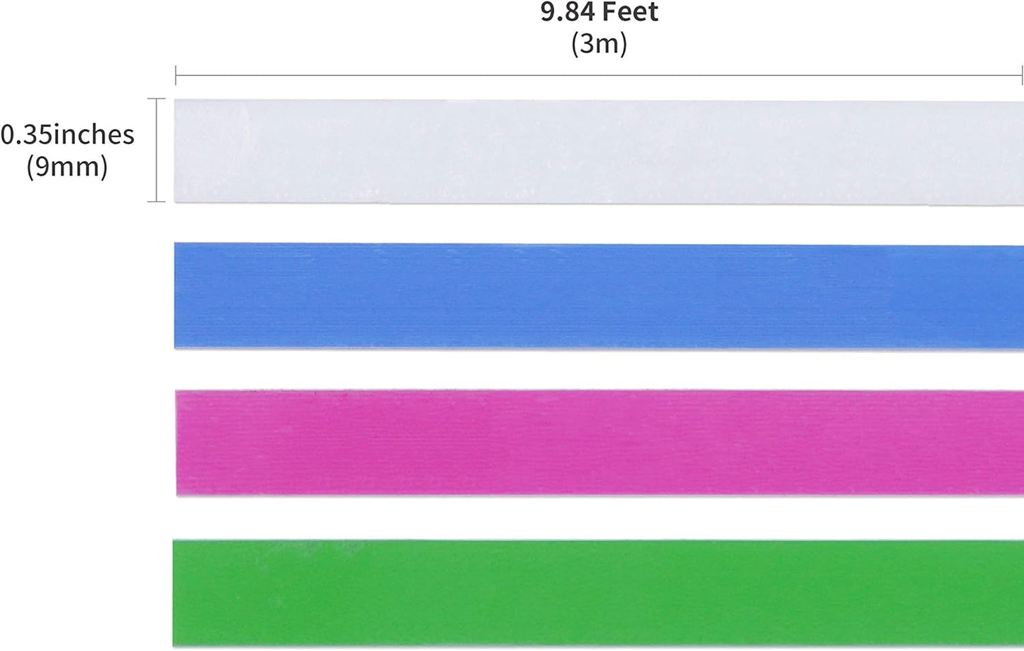 Motex Refill Tape for Embossing Label Maker, Pastel Color Tapes 4 Rolls, 3/8-Inch (Clear, Green, Violet, Pink)