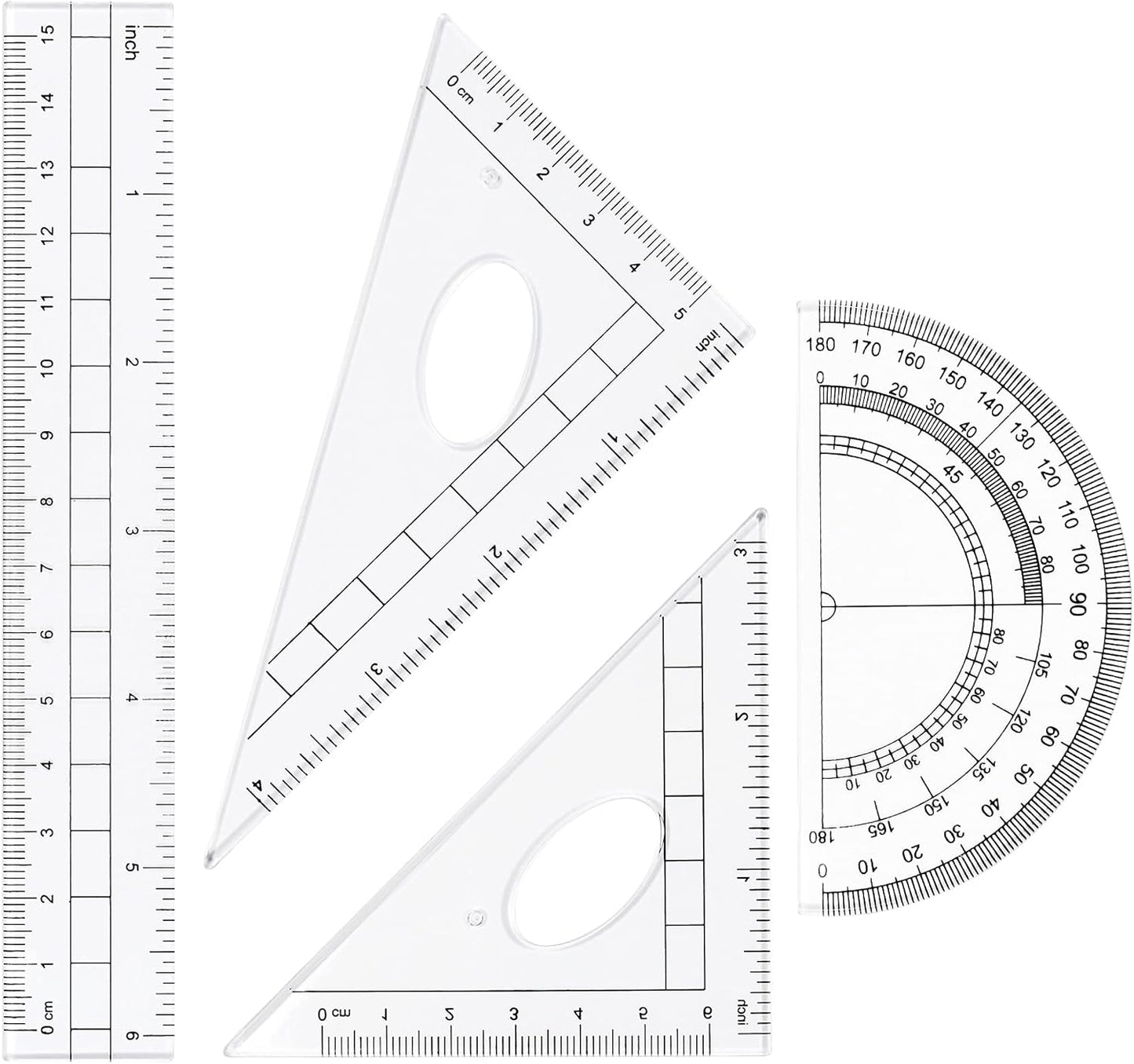 10 Pieces Math Geometry Kit Set Student Supplies with Shatterproof Storage Box,Includes Rulers,Protractor,Compass,Eraser,Pencil Sharpener,Lead Refills,Pencil,for School and Drawings(Navy Blue)