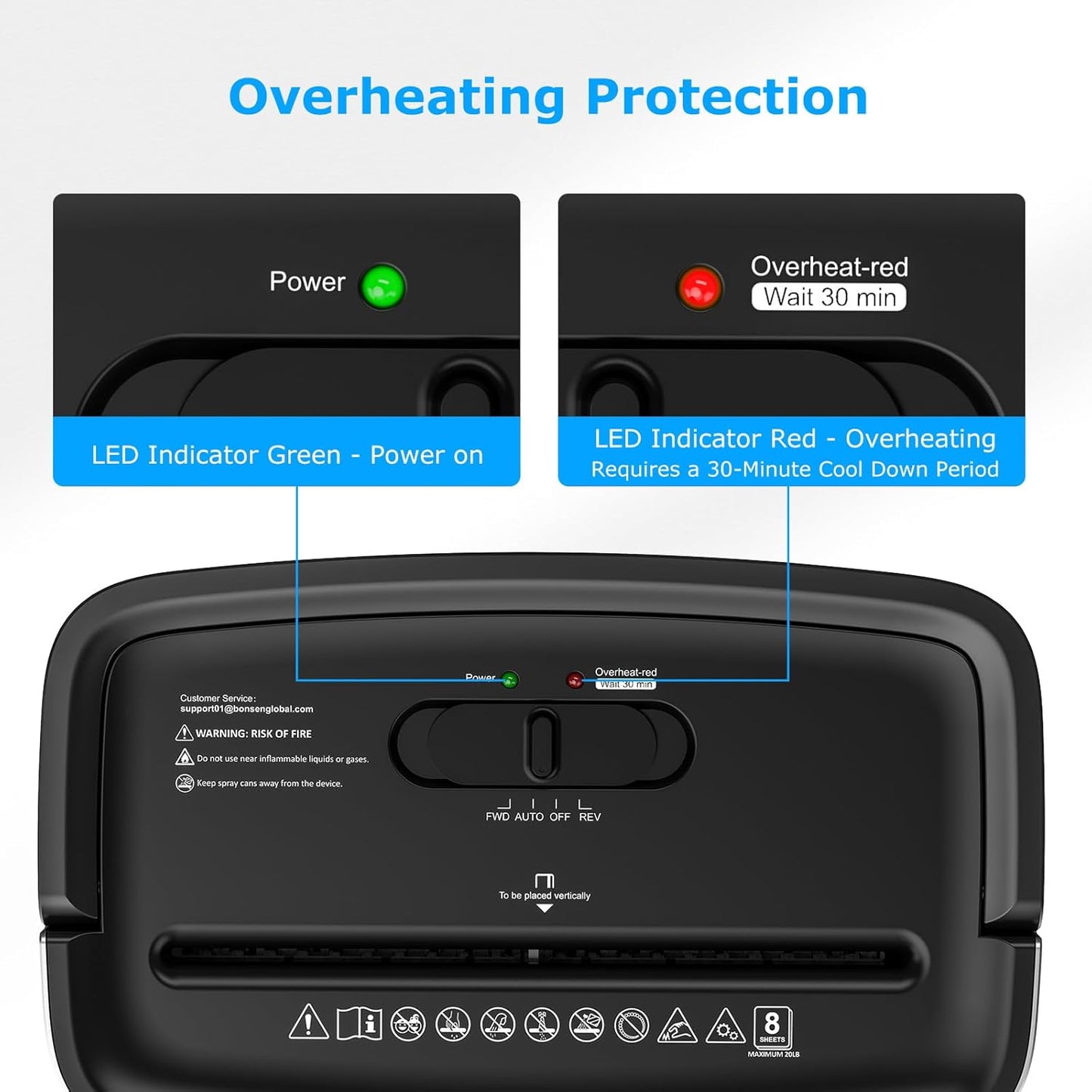 BONSEN Shredder for Home Office, 4 Gallons 8-Sheet Cross Cut Credit Card Shredder, Small Paper Shredder for Home Use, High Security Level P-4, ETL Certification (S3101)