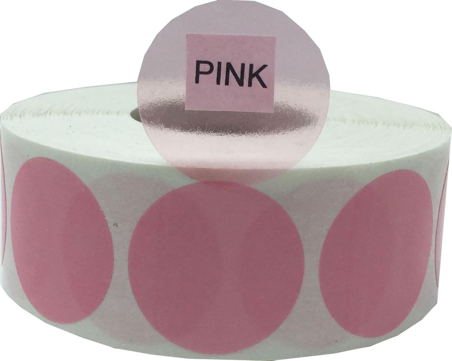 Transparent Pink Color Coding Labels 1 Inch Round Circle Dot Stickers 500 Total Adhesive Labels Per Roll for Inventory Organization Retail and Storage Use Made in The USA