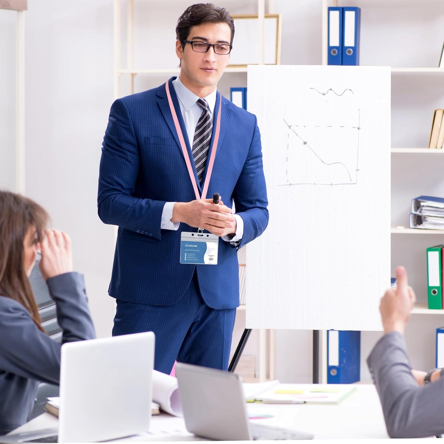 100 Pack Lanyards for ID Badges with Clear Name Tags, Reusable Lanyards Horizontal ID Card Badge Holders Plastic Name Badges for Men Women Kids Business School and Office Supplies (Pink)