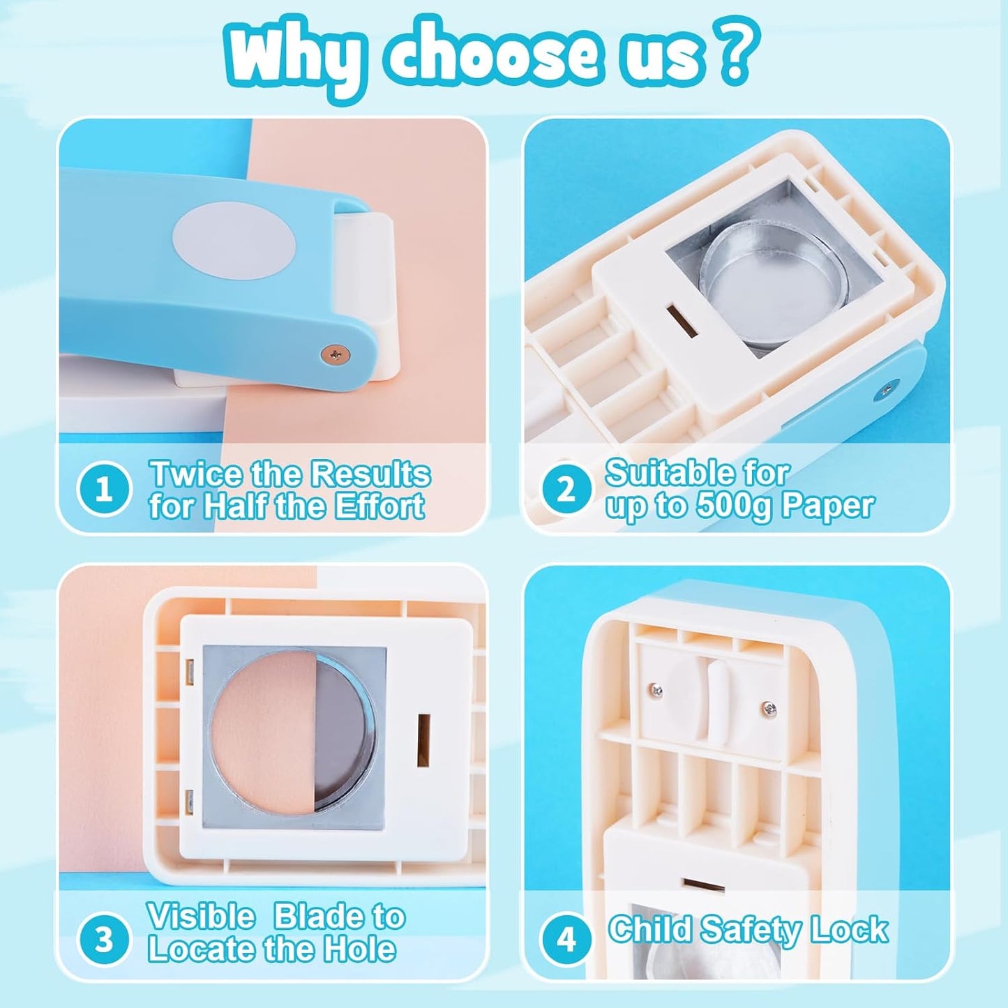 UCEC Craft Hole Puncher, 5/8" Hole Punch, 50% Labor Savings, Circle Punch, Hole Puncher, Paper Punch for Kids Paper Crafts DIY Handmade Crafting Scrapbook Tools Cards Arts Fun Projects