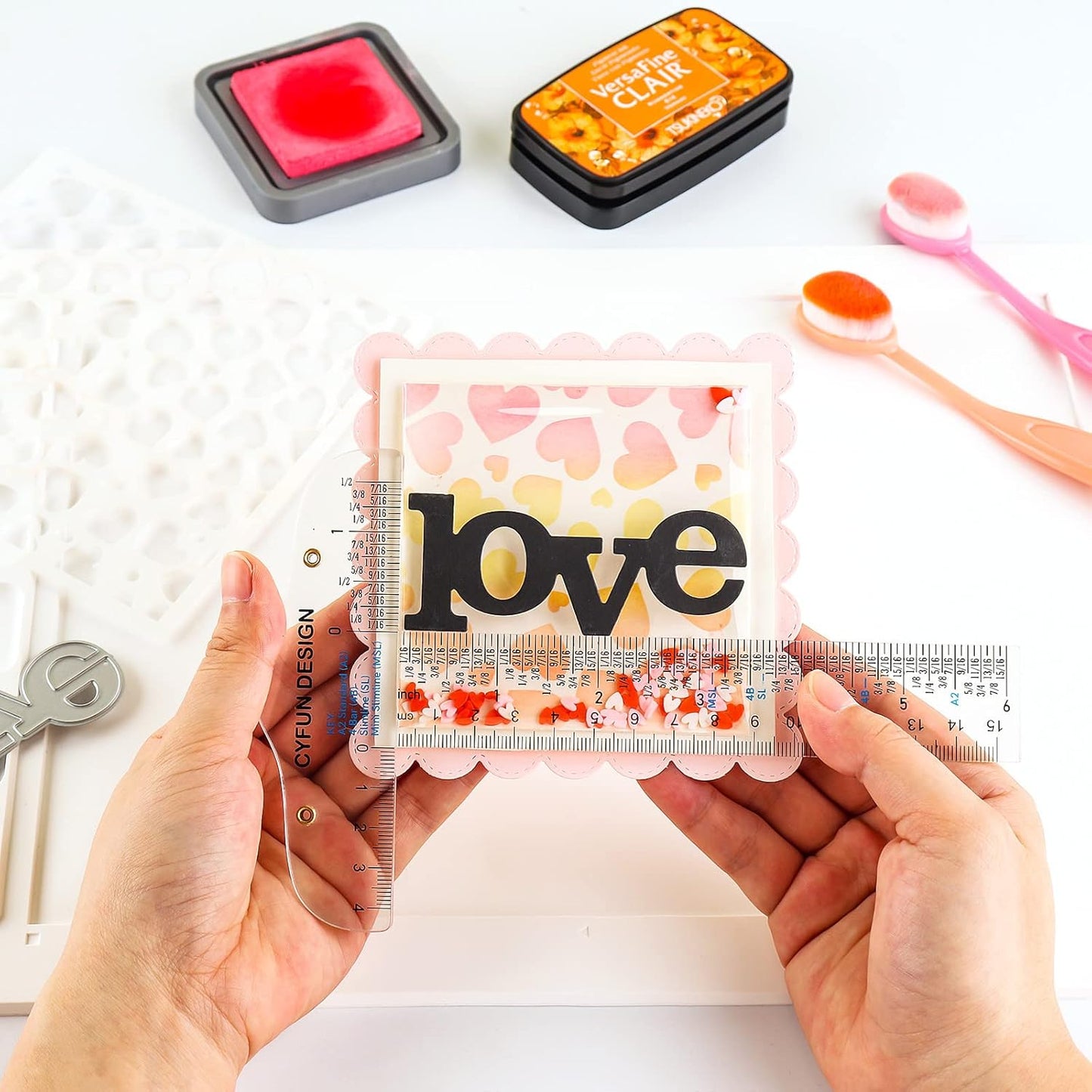 2PCS 6 inch/15cm T-Shape Acrylic Transparent T-Ruler for Drafting and General Layout Work Scrapbooking Drafting Tools Scale Ruler for Crafting Zero-Centering Ruler with Inches & Metric Measuring Tool