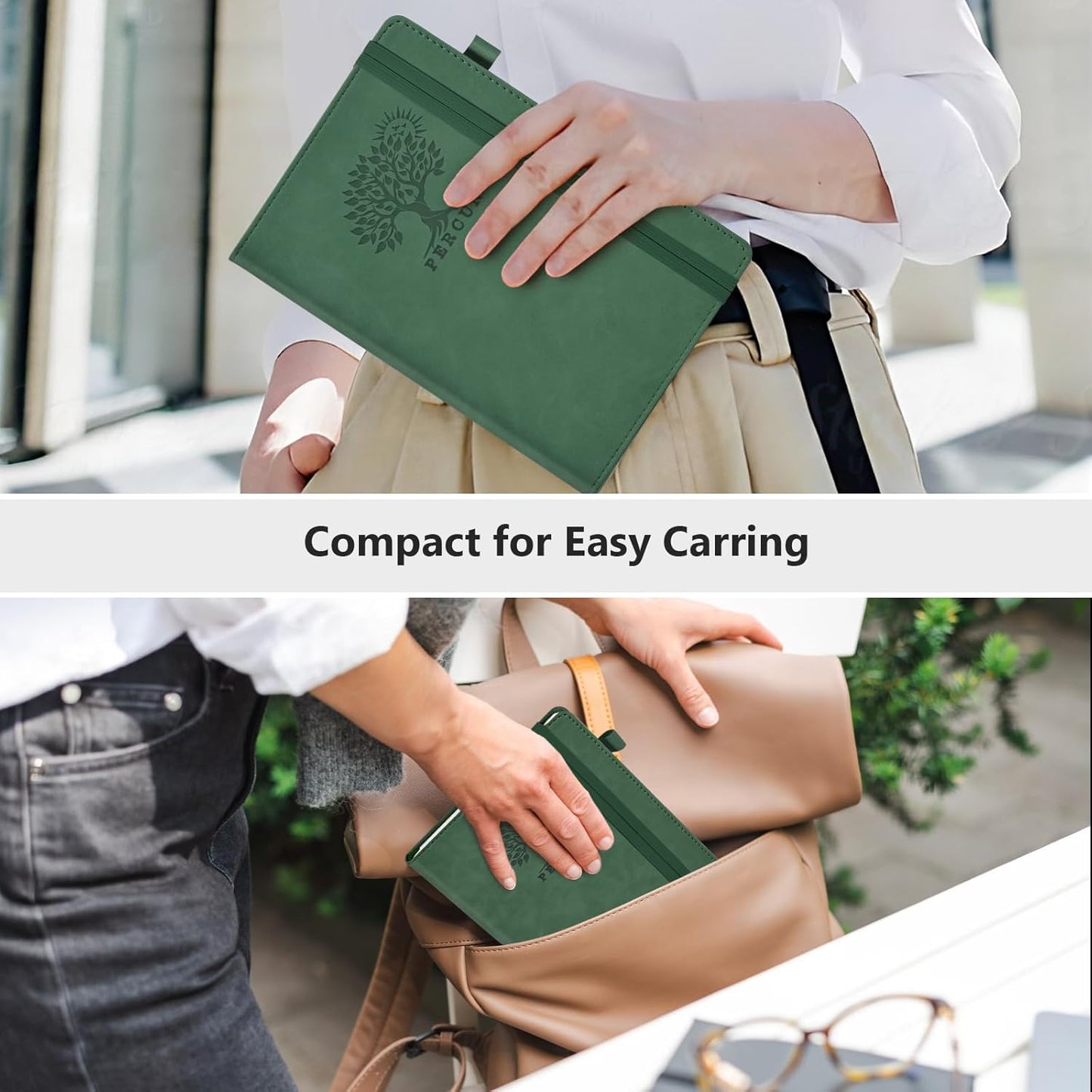 Blank Journal Ntebook for Men & Women, 160 Pages Blank Journals for Writing, Drawing,Sketch Book,5.9" x 8.5" Leather Sketchbook, Unlined Notebook for Work, School, Art - Green