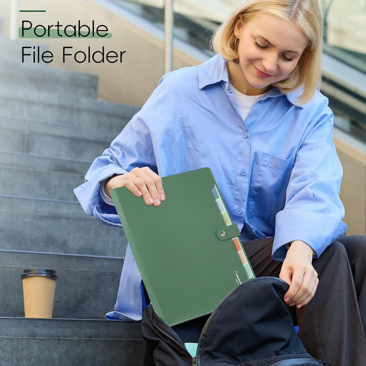 Sooez Elegant Accordion File Organizer with Labels, 8 Pocket Expanding File Folder, Portable Folders for Documents, Cute Paper Organizer for School Office Supplies, Letter Size, Purple