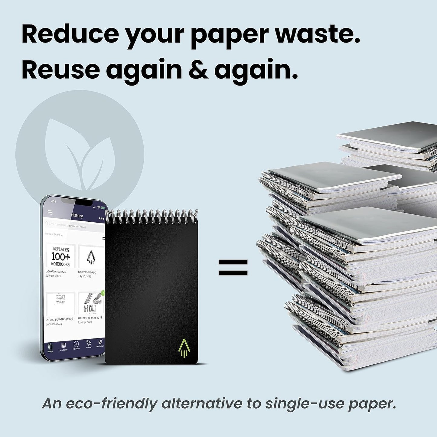 Rocketbook Smart Reusable Notebook, Mini Spiral Notebook, Neptune Teal, (3.5" x 5.5")