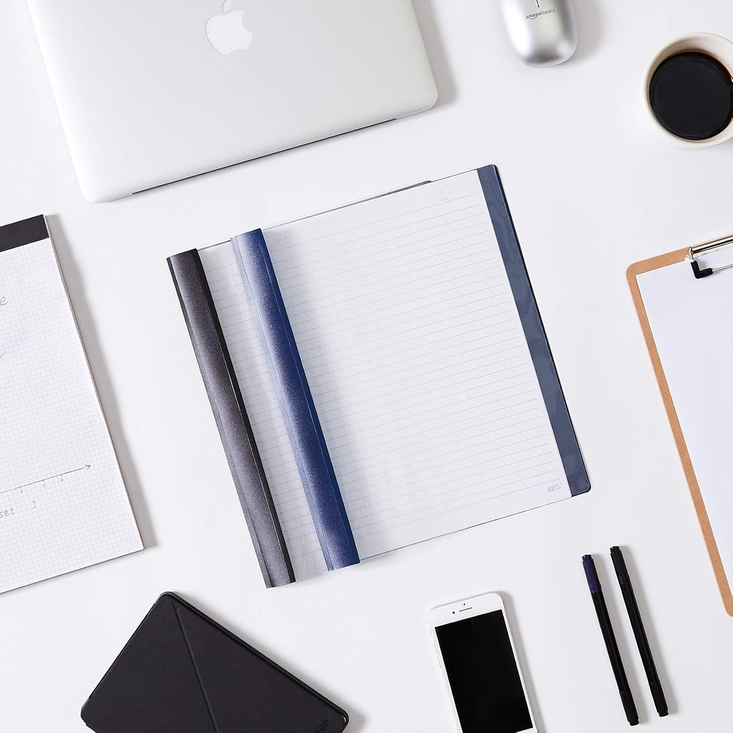 Amazon Basics Letter Size Clear Front Poly Report Cover with Metal Prong Fasteners - 25-Pack, Assorted Black and Navy