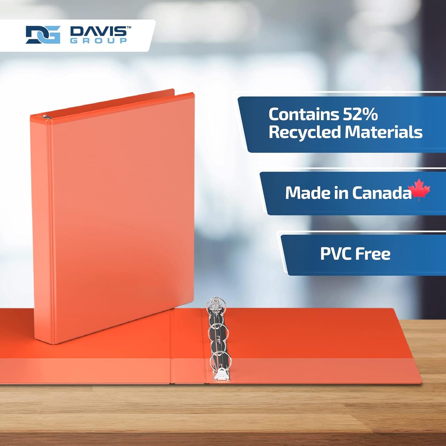 Easyview Premium 3-Ring Binders with Clear-View Covers and Round Rings, Binders for School or Office, 1 Inch, Pack of 6, Orange