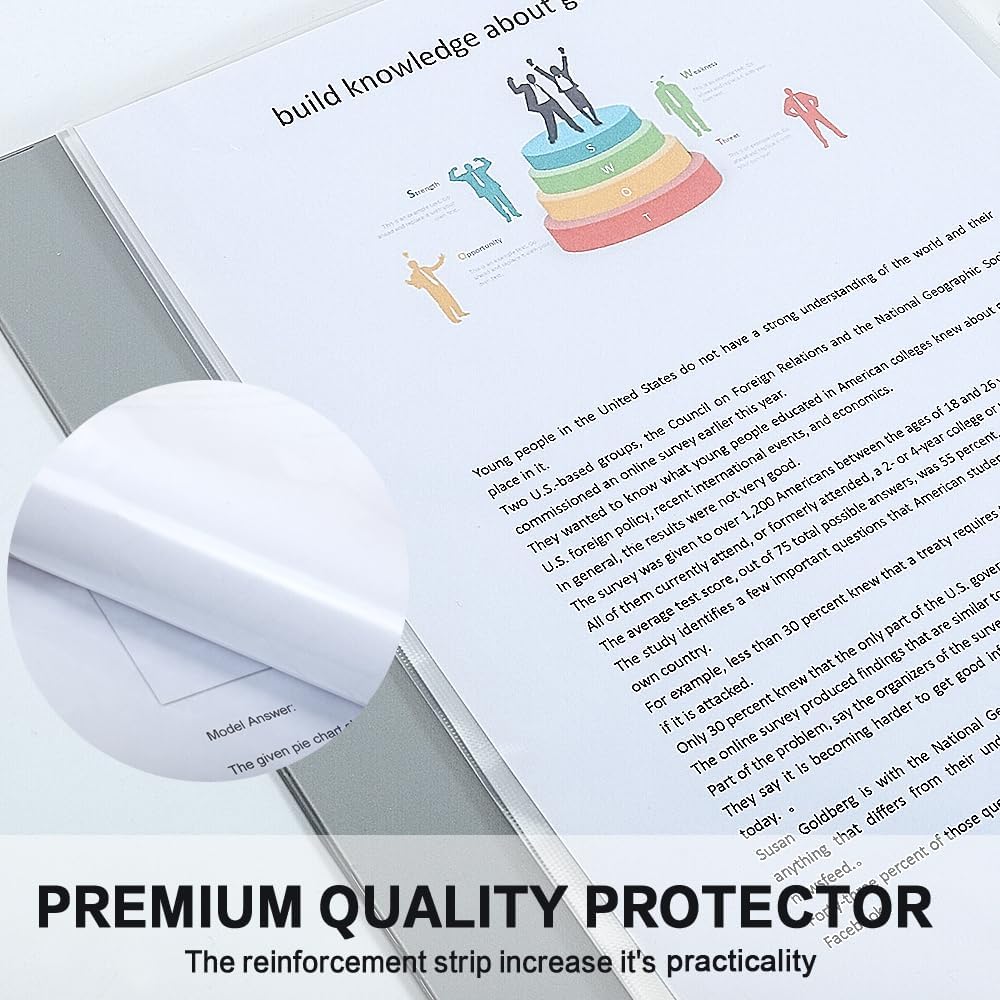 Sheet Protectors, HERKKA 200 Pack Upgrade Clear Plastic Page Protectors Sheet Reinforced 11-Hole Fit for 3 Ring Binder Fits Standard 8.5 x 11 Paper, 9.25 x 11.25 Top Loaded, Acid Free