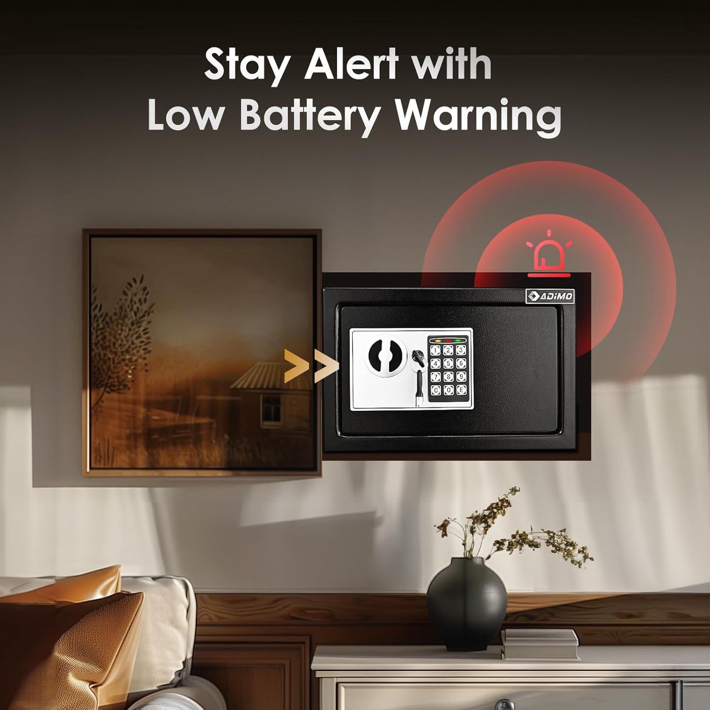 ADIMO Safe Box for College Dorm Room, Money Box with Fireproof Waterproof Bag, Keys & Pass Code & Wall Mount Kits, 0.5 Cubic Feet Hidden Home Safe for Jewelry, Money, and Documents, Home Office, Dorm