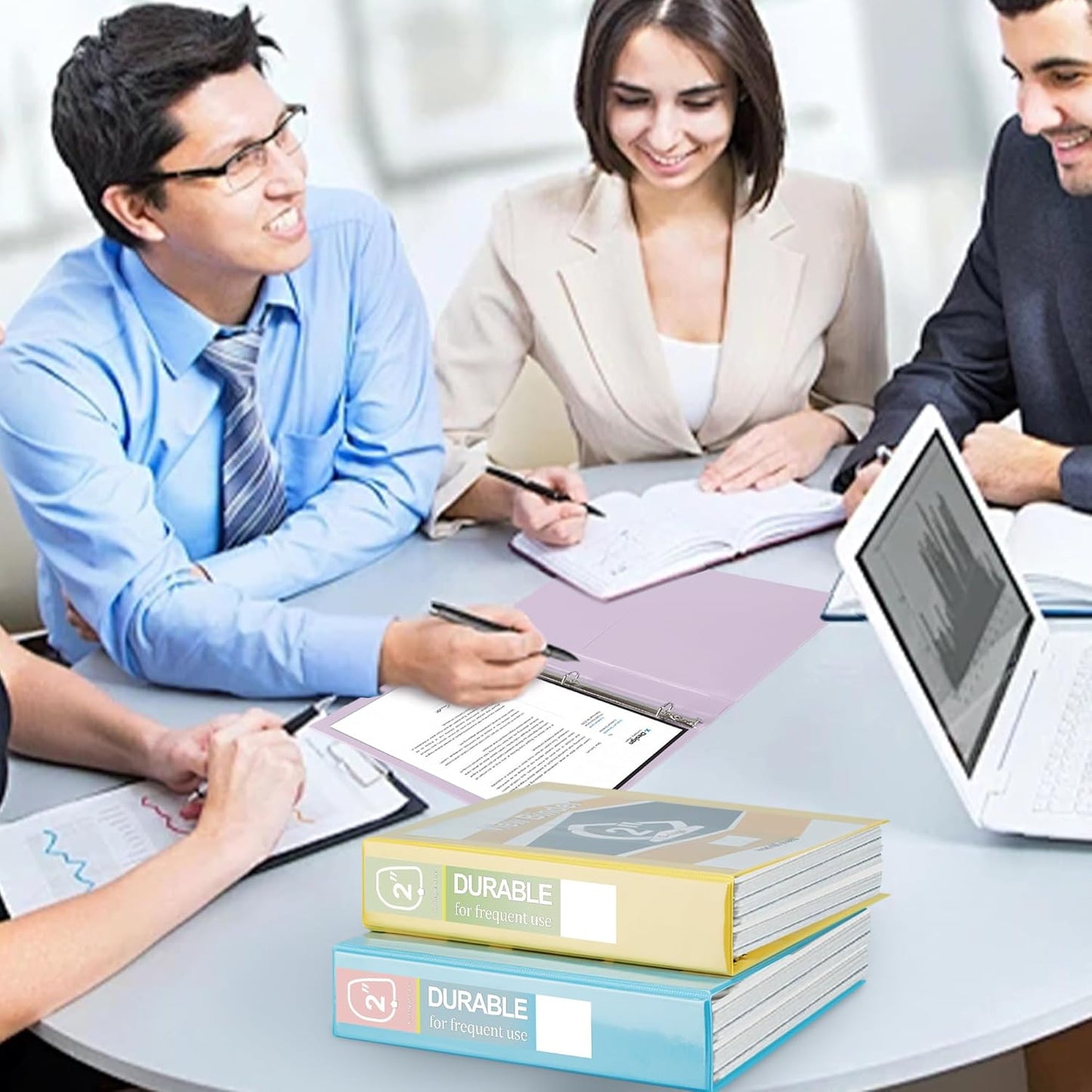 Zzrywuty Durable 3 Ring Binder, 2 Inch, Economy 4 Pack, Each Holds 540 Sheets, D-Ring Presentation View Binders for Office, School, Home (Pastel Assortment)