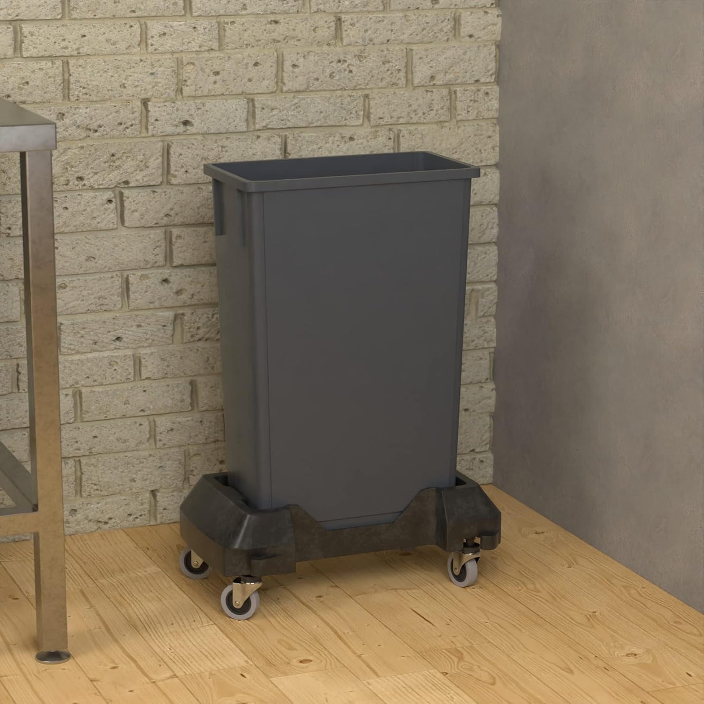 23 Gallon Gray Slim Jim Trash Can with Dolly