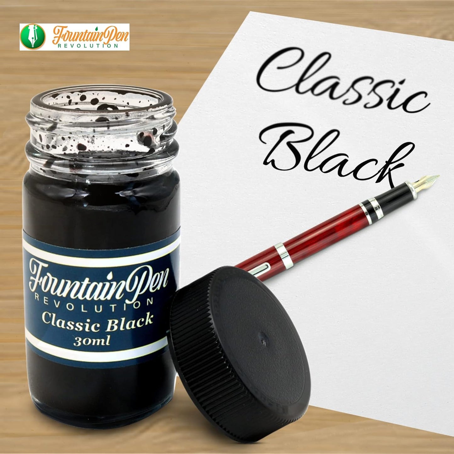 FPR Classic Black Fountain Pen Ink - 30 ml Saturated Black Ink Bottle for Smooth, Effortless Writing - Professional/Daily Use Refill Ink for Fountain Pens - Premium Stationery Supplies