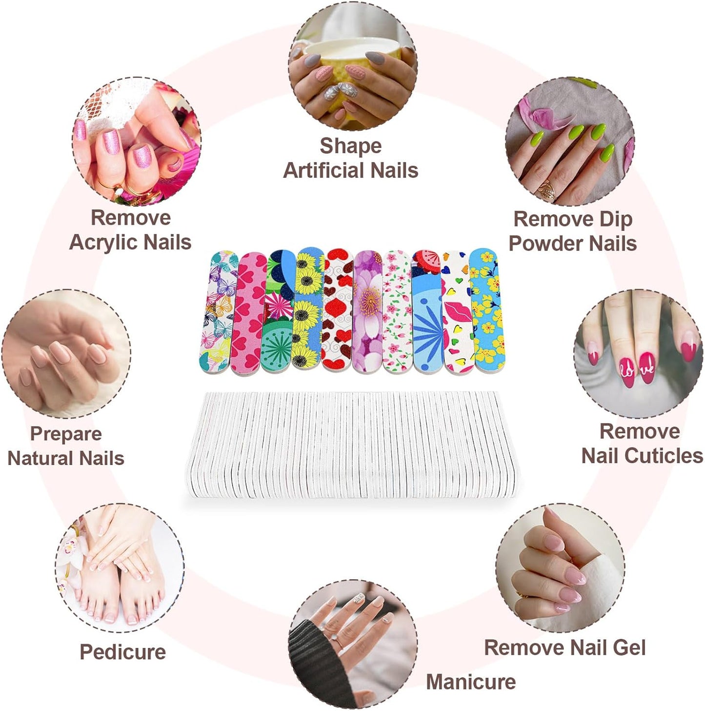 Mini Nail Files, Colorful Emery Boards for Nails Double Sided 180 Grit Emory, Gifts Bulk Fingernails Manicure Tools Shaping Buffing Smoothing Filers Cute 3.5” (100 Pcs Colorful 180 Grit 3.6 in)