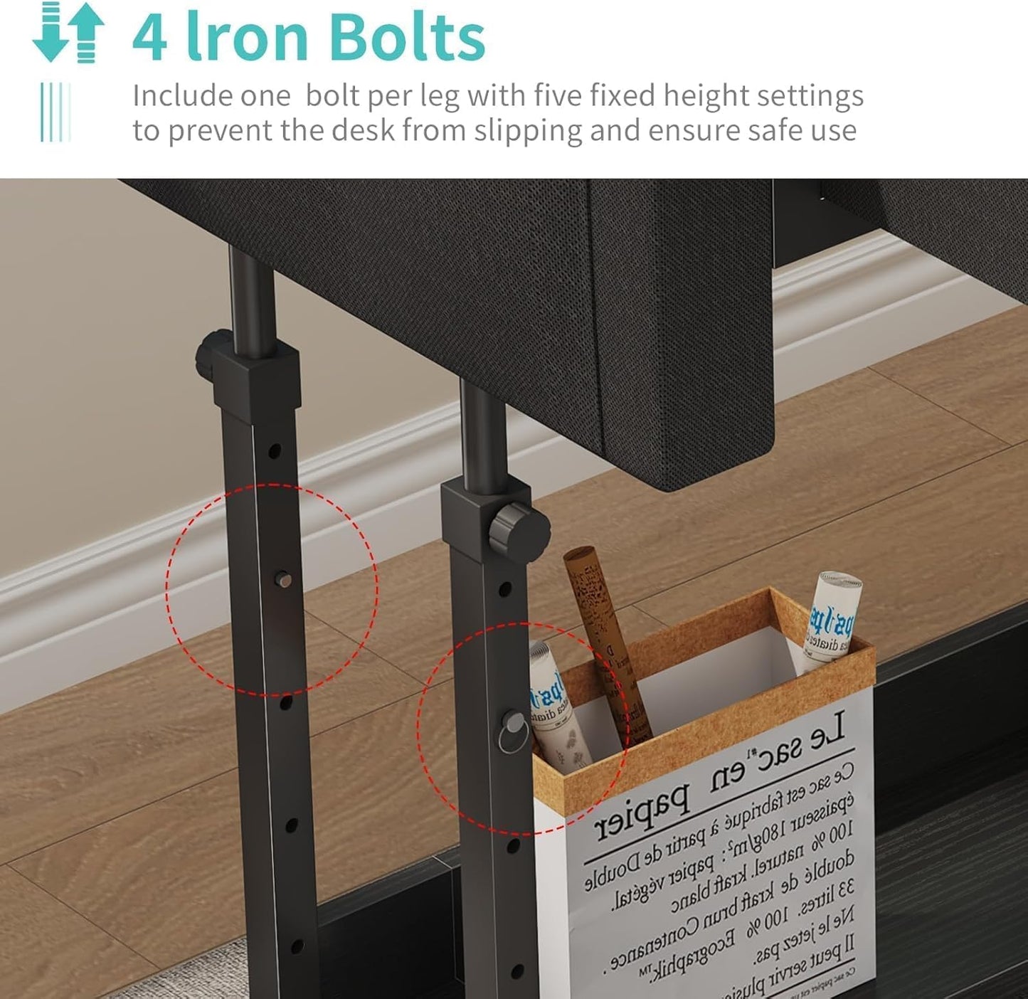 Rolling Standing Desk Adjustable Height with Drawers, 40 Inch Mobile Stand Up Portable Teacher Desks on Wheels for Classroom, Couch Sofa Side Laptop Table with Storage for Bedroom Home Office, Black