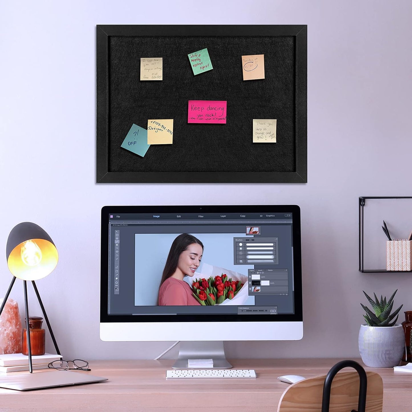 TORASO Cork Board Bulletin Board, 19.7 X 29.5 inch Cork Boards for Walls with Pins, Eye Bolts, gaskets, Screws, Pin Board for Office, School and Home (BK-5075-1P)