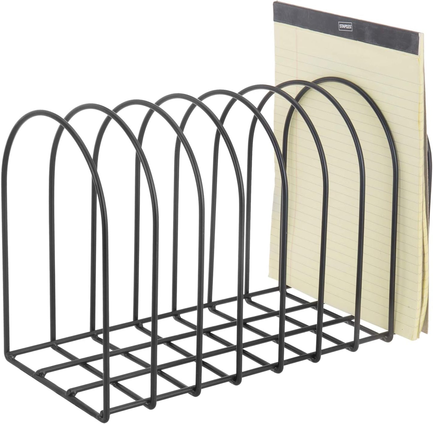 MyGift Large Desktop Document Holder, Black Metal Wire File Folder Organizer Rack with 8-Slots and Arch Design