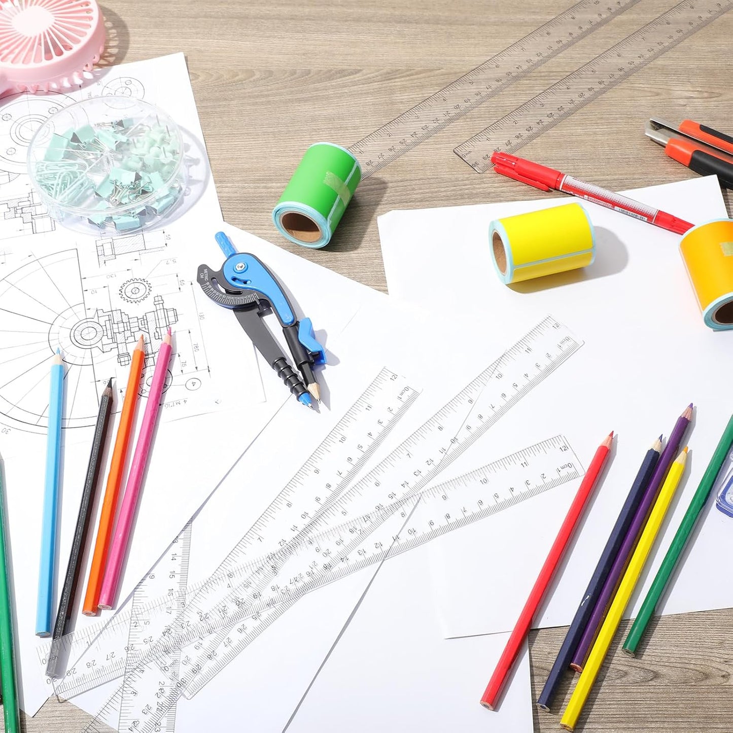 Zonon 50 Pcs 6 Inch/12 Inch Plastic Rulers Bulk Flexible Straight Rulers with Inches Centimeters First Day of School Gift Students Back to School Office Home Supplies(Clear,12 Inch)